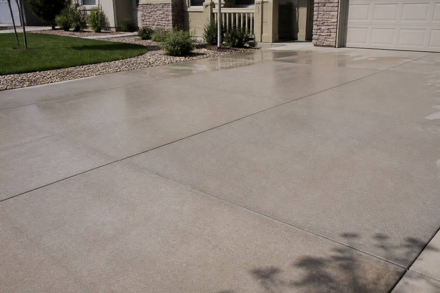 Concrete driveway before and after After