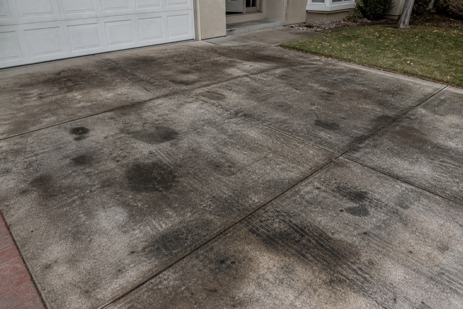 Concrete driveway before and after Before